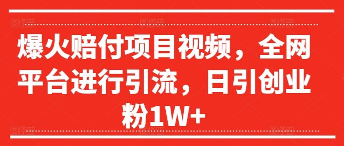 爆火赔付项目视频，全网平台进行引流，日引创业粉1W+【揭秘】_菜菜笔记