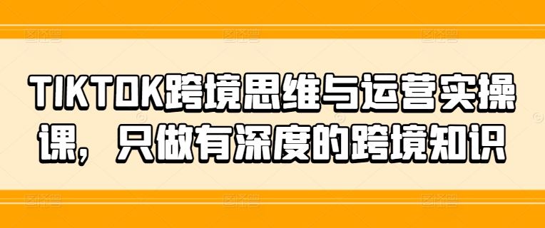 TIKTOK跨境思维与运营实操课，只做有深度的跨境知识_菜菜笔记