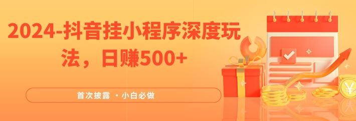 2024全网首次披露，抖音挂小程序深度玩法，日赚500+，简单、稳定，带渠道收入，小白必做【揭秘】_菜菜笔记