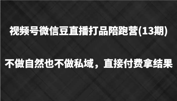 视频号微信豆直播打品陪跑(13期)，不做不自然流不做私域，直接付费拿结果_菜菜笔记