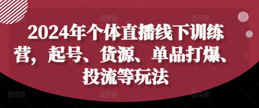 2024年个体直播训练营，起号、货源、单品打爆、投流等玩法_菜菜笔记