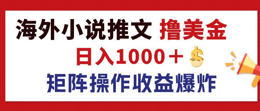 （12333期）最新海外小说推文撸美金，日入1000＋ 蓝海市场，矩阵放大收益爆炸_菜菜笔记