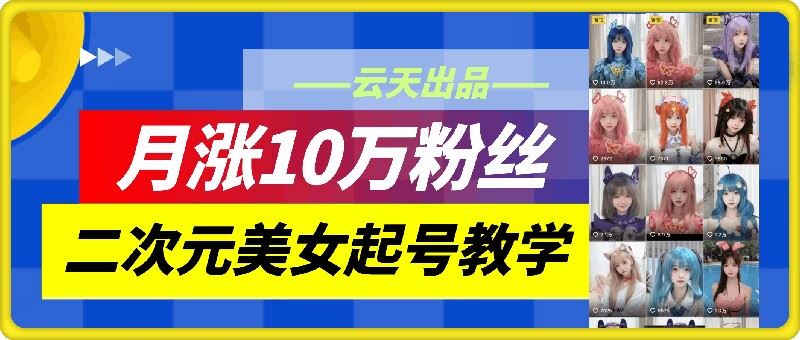 云天二次元美女起号教学，月涨10万粉丝，不判搬运_菜菜笔记
