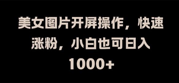 美女图片开屏操作，快速涨粉，小白也可日入1k【揭秘】_菜菜笔记