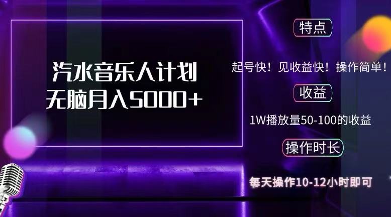 （12429期）抖音汽水音乐人计划无脑月入5000+_菜菜笔记