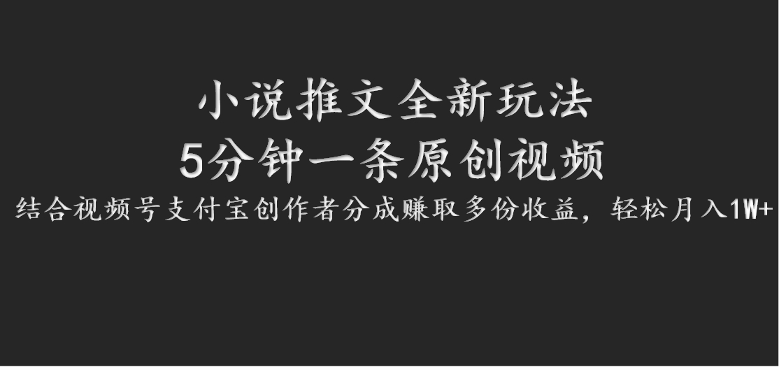 小说推文全新玩法，5分钟一条原创视频，结合视频号支付宝创作者分成赚取多份收益_菜菜笔记