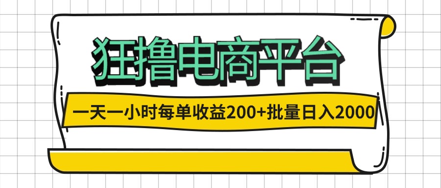 （12463期）一天一小时 狂撸电商平台 每单收益200+ 批量日入2000+_菜菜笔记