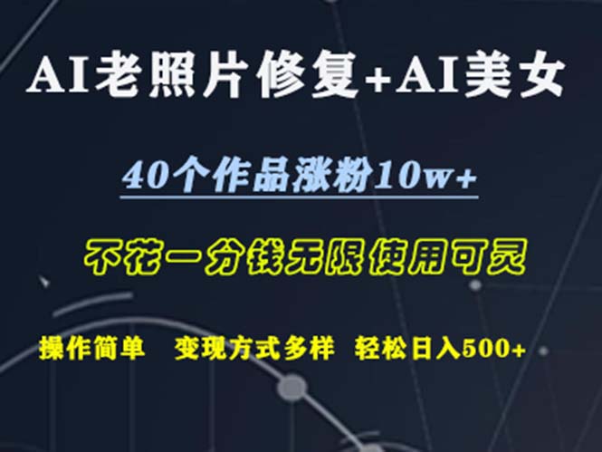 （12489期）AI老照片修复+AI美女玩发  40个作品涨粉10w+  不花一分钱使用可灵  操…_菜菜笔记