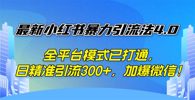 （12505期）最新小红书暴力引流法4.0， 全平台模式已打通，日精准引流300+，加爆微…_菜菜笔记