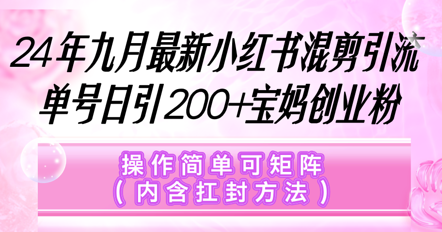 （12530期）小红书混剪引流，单号日引200+宝妈创业粉，操作简单可矩阵（内含扛封…_菜菜笔记