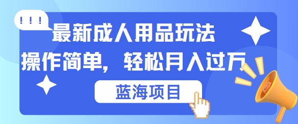 最新成人用品项目玩法，操作简单，动动手，轻松日入几张【揭秘】_菜菜笔记