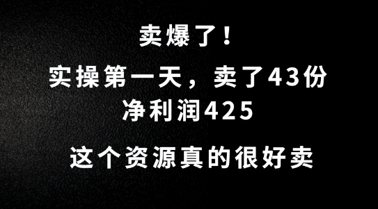 这个资源，需求很大，实操第一天卖了43份，净利润425【揭秘】_菜菜笔记