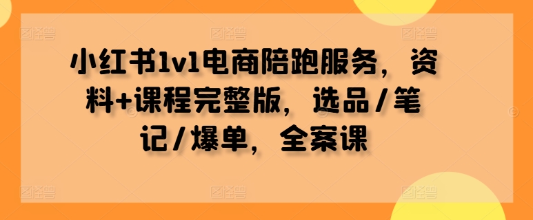 小红书1v1电商陪跑服务，资料+课程完整版，选品/笔记/爆单，全案课_菜菜笔记