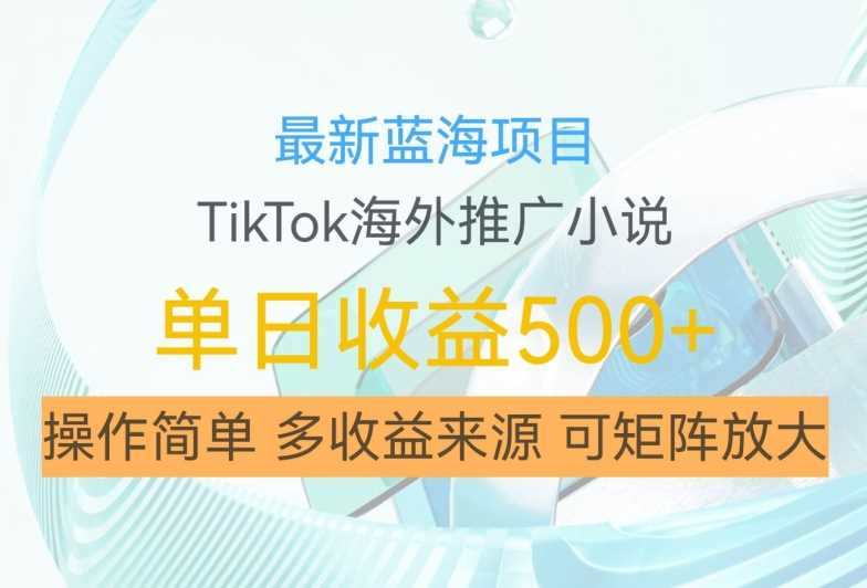 最新蓝海项目，利用tiktok海外推广小说赚钱佣金，简单易学，日入500+，可矩阵放大【揭秘】_菜菜笔记