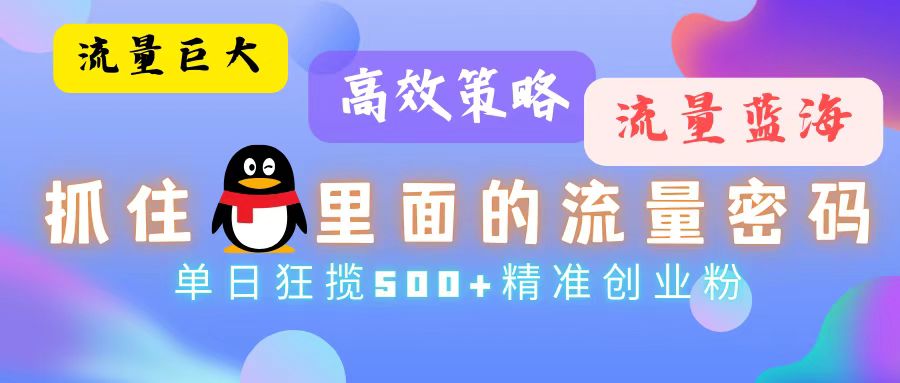 （13068期）流量蓝海，抓住QQ里面的流量密码！高效策略，单日狂揽500+精准创业粉_菜菜笔记