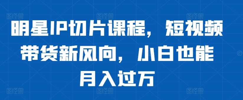 明星IP切片课程，短视频带货新风向，小白也能月入过万_菜菜笔记