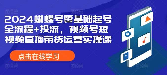 2024蝴蝶号零基础起号全流程+投流，视频号短视频直播带货运营实操课_菜菜笔记