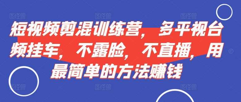 短视频‮剪混‬训练营，多平‮视台‬频挂车，不露脸，不直播，用最简单的方法赚钱_菜菜笔记