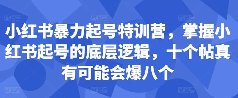 小红书暴力起号特训营，掌握小红书起号的底层逻辑，十个帖真有可能会爆八个_菜菜笔记