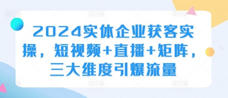 2024实体企业获客实操，短视频+直播+矩阵，三大维度引爆流量_菜菜笔记