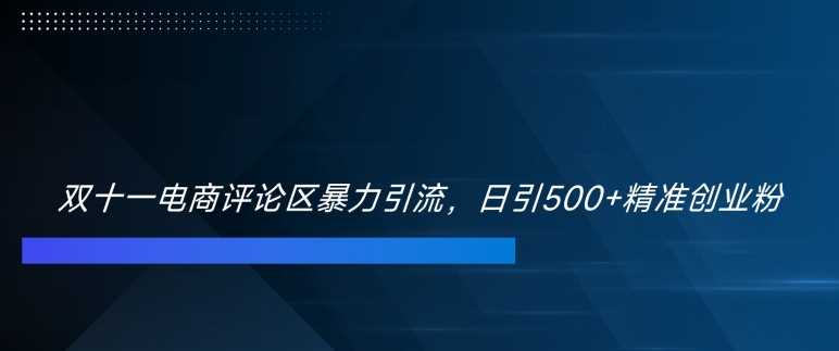 双十一电商评论区暴力引流，日引500+精准创业粉【揭秘】_菜菜笔记