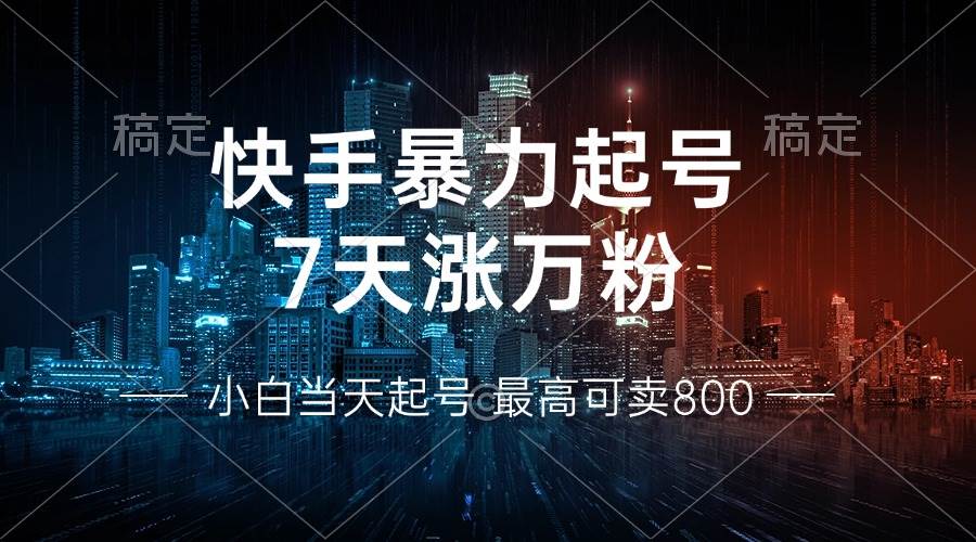 （13142期）快手暴力起号，7天涨万粉，小白当天起号 多种变现方式，账号回收，单月…_菜菜笔记