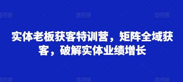 实体老板获客特训营，矩阵全域获客，破解实体业绩增长_菜菜笔记
