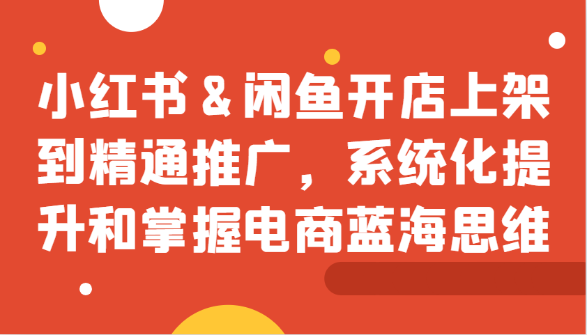 小红书&闲鱼开店上架到精通推广，系统化提升和掌握电商蓝海思维_菜菜笔记
