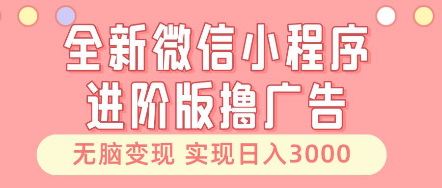 全新微信小程序进阶版撸广告 无脑变现睡后也有收入 日入3000＋_菜菜笔记
