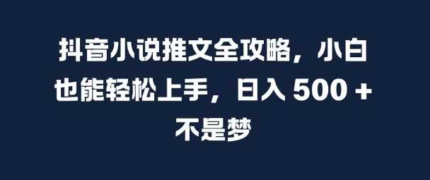 抖音小说推文全攻略，小白也能轻松上手，日入 5张+ 不是梦【揭秘】_菜菜笔记