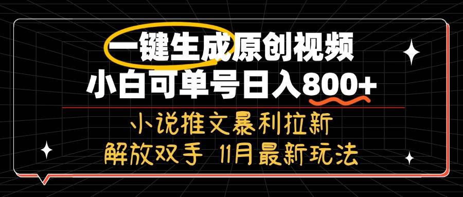 （13215期）11月最新玩法小说推文暴利拉新，一键生成原创视频，小白可单号日入800+…_菜菜笔记