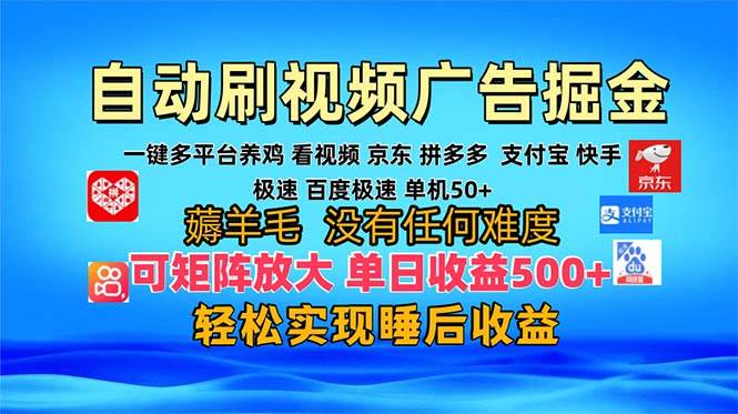（13223期）多平台 自动看视频 广告掘金，当天变现，收益300+，可矩阵放大操作_菜菜笔记