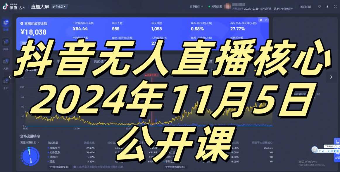 抖音无人直播核心公开课，咸鱼翻身小白可做带有睡后收入月入过万太简单【揭秘】_菜菜笔记