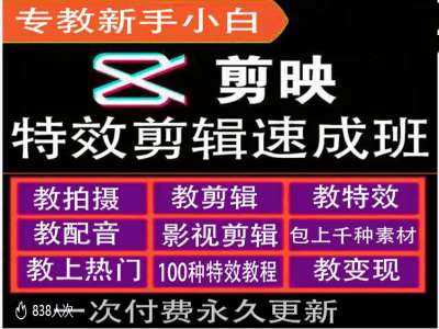剪映特效教程和运营变现教程，特效剪辑速成班，专教新手小白_菜菜笔记
