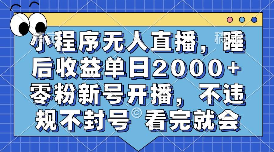 （13251期）小程序无人直播，睡后收益单日2000+ 零粉新号开播，不违规不封号 看完就会_菜菜笔记