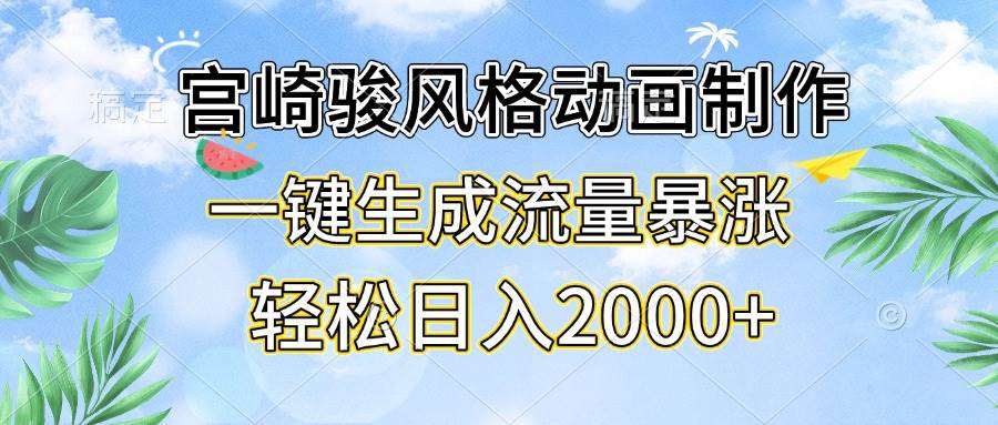 （13386期）宫崎骏风格动画制作，一键生成流量暴涨，轻松日入2000+_菜菜笔记