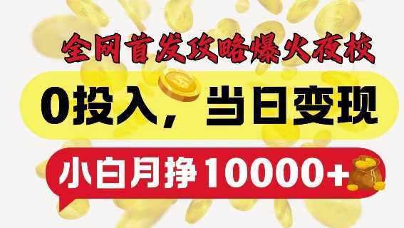 全网首发爆火夜校，0投入，当日变现，小白轻松月入1w+【揭秘】_菜菜笔记
