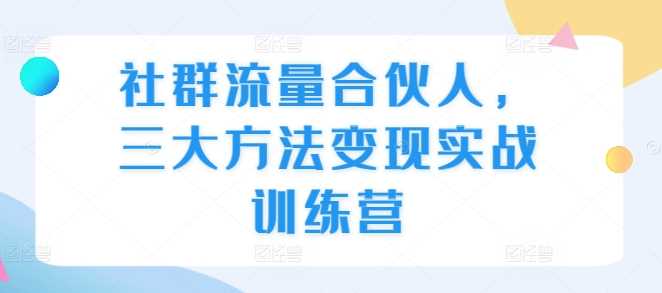 社群流量合伙人，三大方法变现实战训练营_菜菜笔记