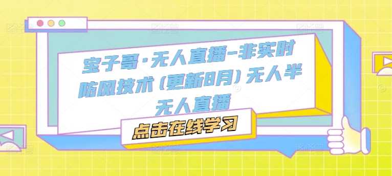 宝子哥·无人直播-非实时防风技术(更新11月)无人半无人直播_菜菜笔记