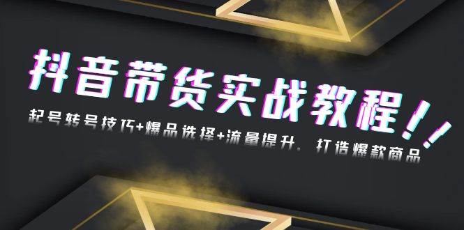 （13526期）抖音带货实战教程：起号转号技巧+爆品选择+流量提升，打造爆款商品_菜菜笔记