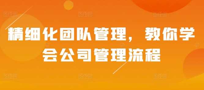 精细化团队管理，教你学会公司管理流程_菜菜笔记