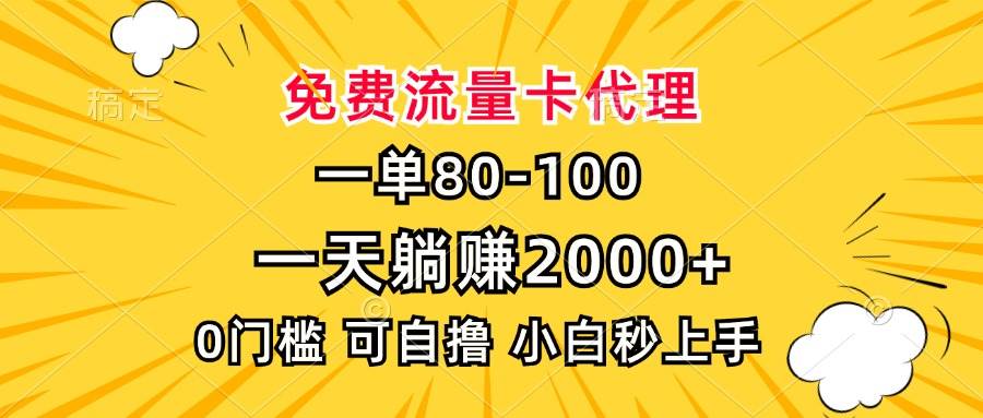 （13551期）一单80，免费流量卡代理，一天躺赚2000+，0门槛，小白也能轻松上手_菜菜笔记