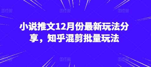 小说推文12月份最新玩法分享，知乎混剪批量玩法_菜菜笔记