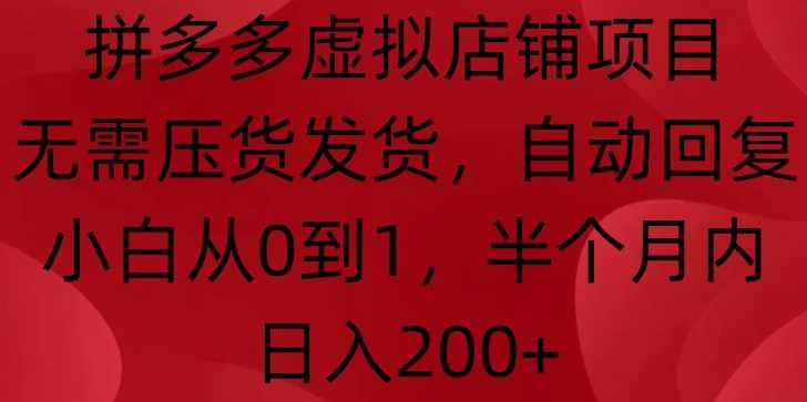 拼多多虚拟店铺项目，无需压货发货，自动回复，小白从0到1，半个月内日入200+【揭秘】_菜菜笔记