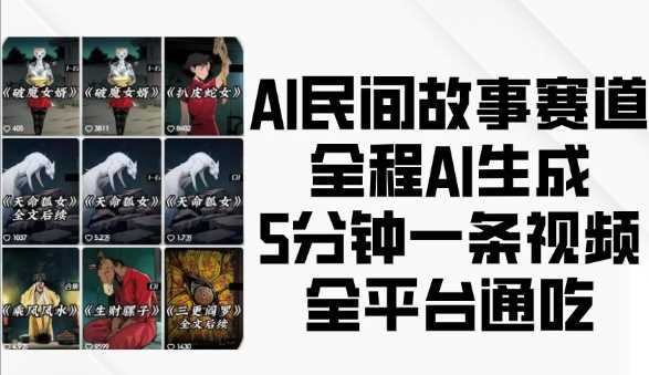 AI民间故事赛道，全程AI生成5分钟一条视频，全平台通吃_菜菜笔记