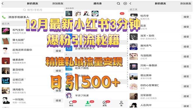 （13653期）12月最新小红书3分钟爆粉引流秘籍 精准私域流量变现 日引500+_菜菜笔记