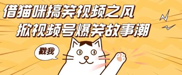 借猫咪搞笑视频之风，掀视频号爆笑故事潮，轻松日入四位数，无门槛快速入门!_菜菜笔记