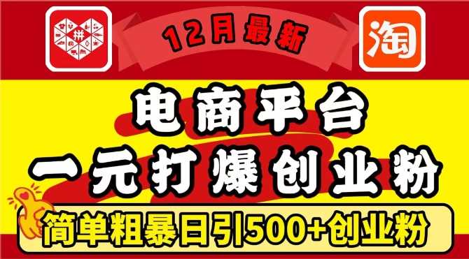12月最新：电商平台1元打爆创业粉，简单粗暴日引500+精准创业粉，轻松月入过W【揭秘】_菜菜笔记