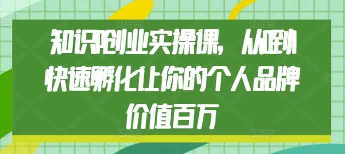 知识IP创业实操课，从0到1快速孵化让你的个人品牌价值百万_菜菜笔记
