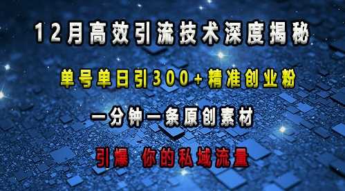 最新高效引流技术深度揭秘 ，单号单日引300+精准创业粉，一分钟一条原创素材，引爆你的私域流量_菜菜笔记